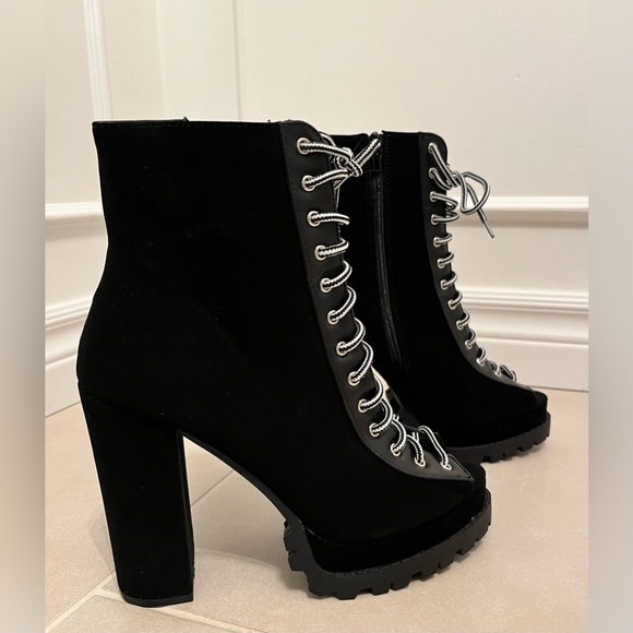 Wild Diva Lace Up Platform Boots - Picture 2 of 6